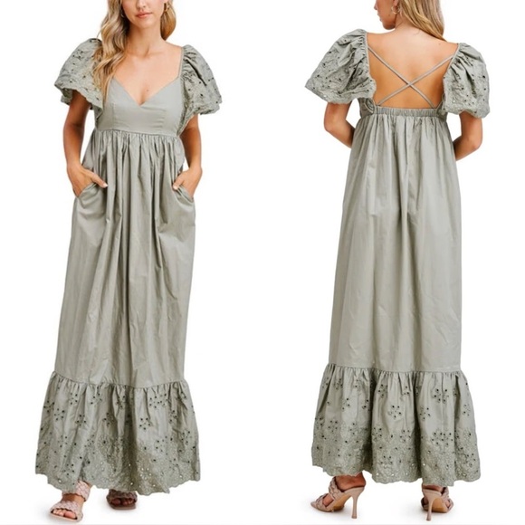 En Saison Sage Backless Maxi Dress - Picture 1 of 9
